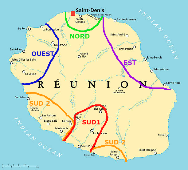 Carte des secteurs sur l'île de la Réunion
