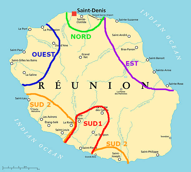 Carte des secteurs sur l'le de la Runion